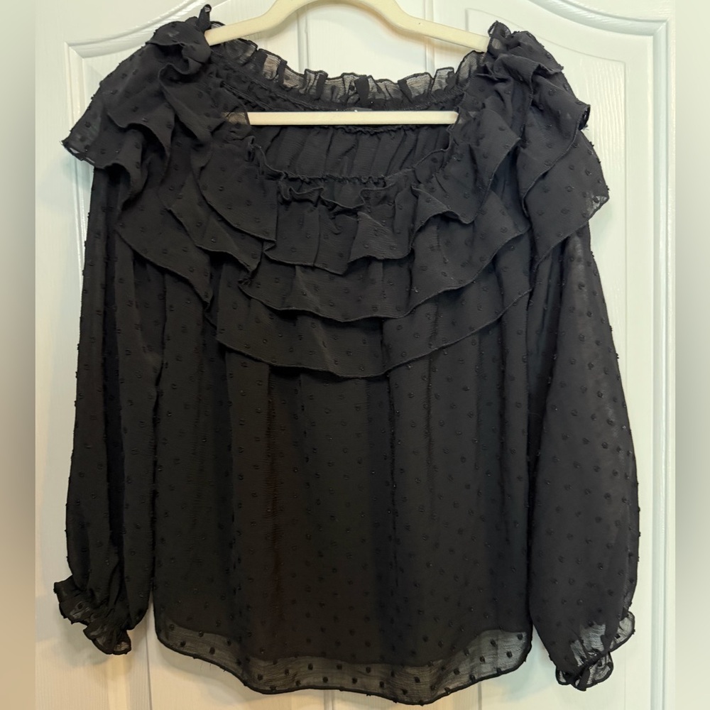 ODDY Black Ruffled Women's Top